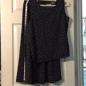 Polkadot skirt 2-pcs set small waist line elastic.